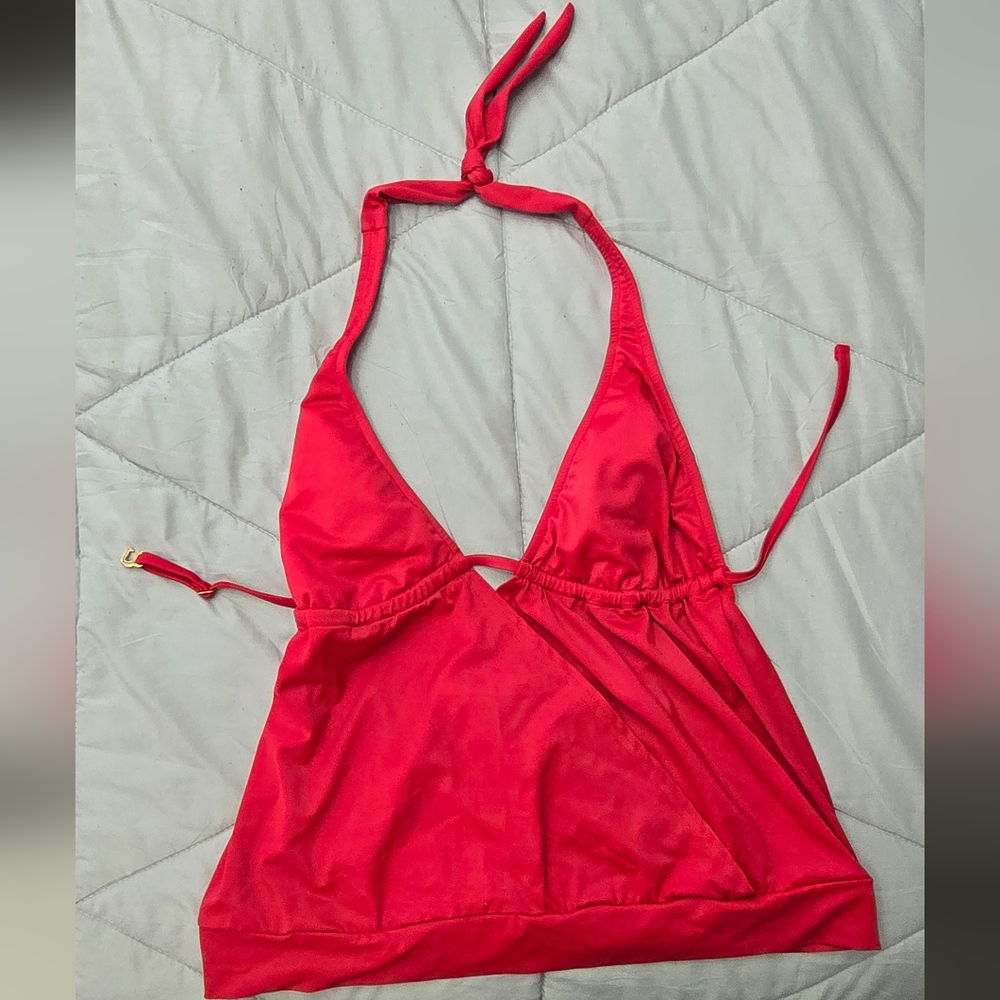 Vibrant Red Halter Tankini Top